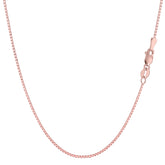 14k Rose Solid Gold Mirror Box Chain Necklace, 0.6mm fine designer jewelry for men and women